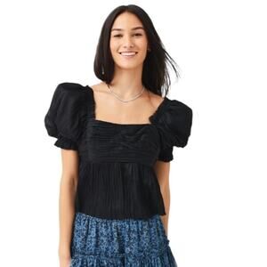 NWOT Frame Puff Sleeve Square Neck Top in Black – Sz Large